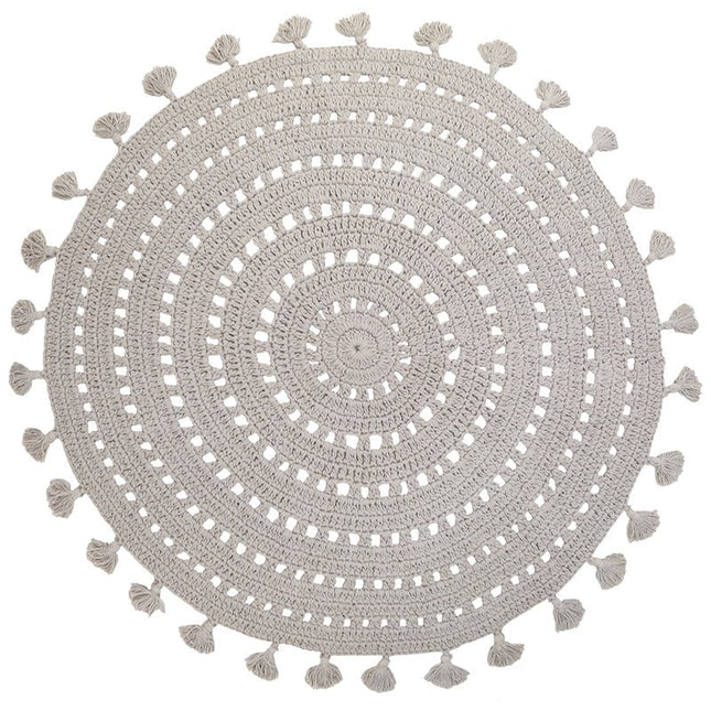 Nila Pearl Grey – Gehaakt kindervloerkleed van 100% katoen