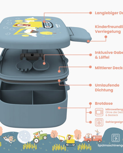 Lunchbox für Kinder mit Fächern, leicht und auslaufsicher – Excavator