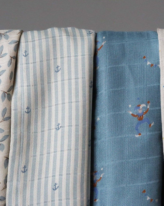 Bamboe mousseline inbakerdoeken 2st. Stripe Anchor