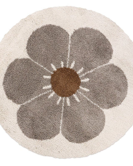 Bohemian Daisy rond kindervloerkleed taupe