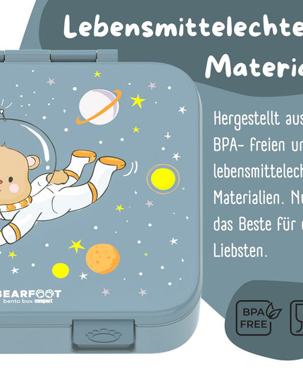 Sustainable Bento Lunch Box - with compartments, leak-proof, BPA-free - bear blue