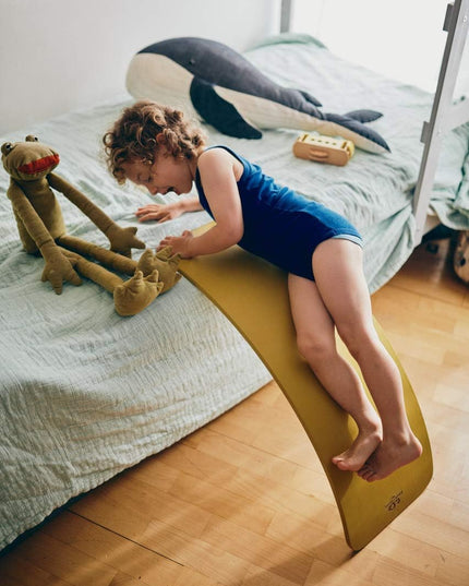 Kinderfeets houten balansbord / balance board kinderen - Mustard