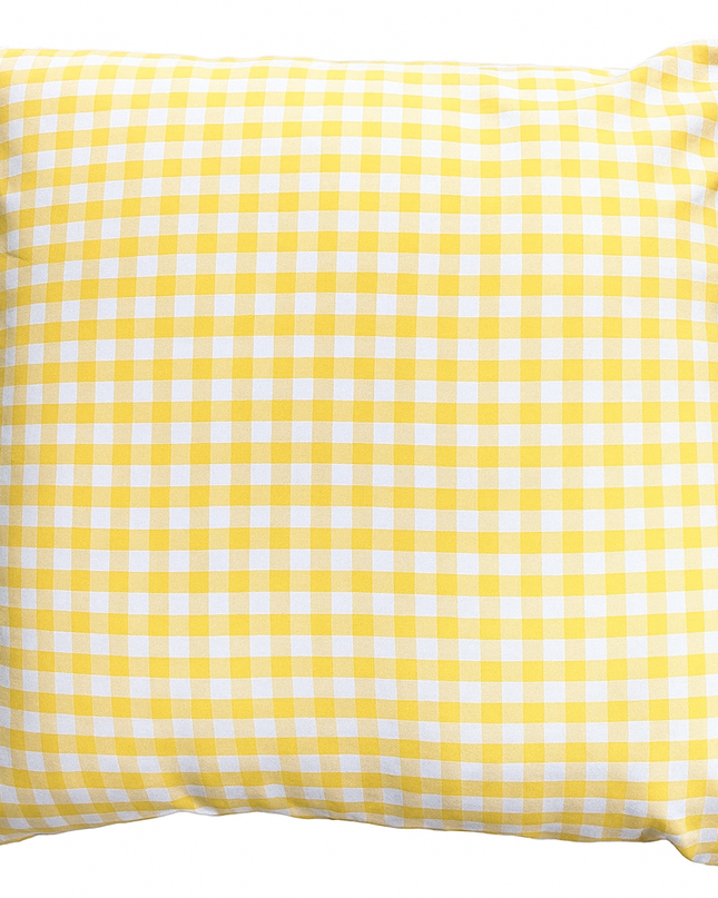 Kussen Vichy vierkant geel + binnenkussen (set) - 45x45cm duurzaam