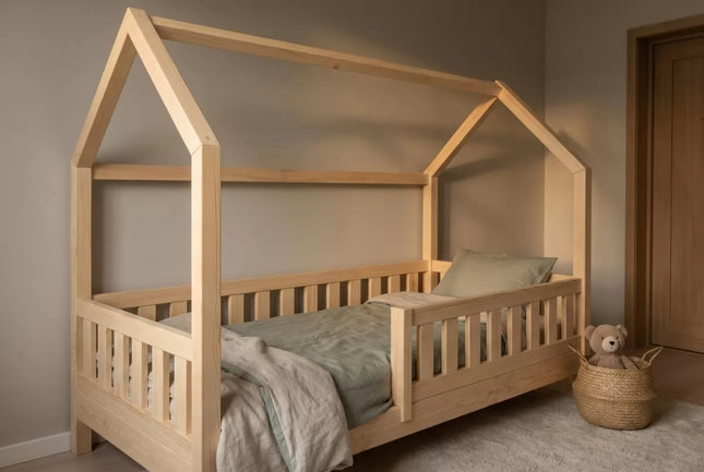 YappyTrygg huisbed peuterbed 160-80cm, Natuurlijk