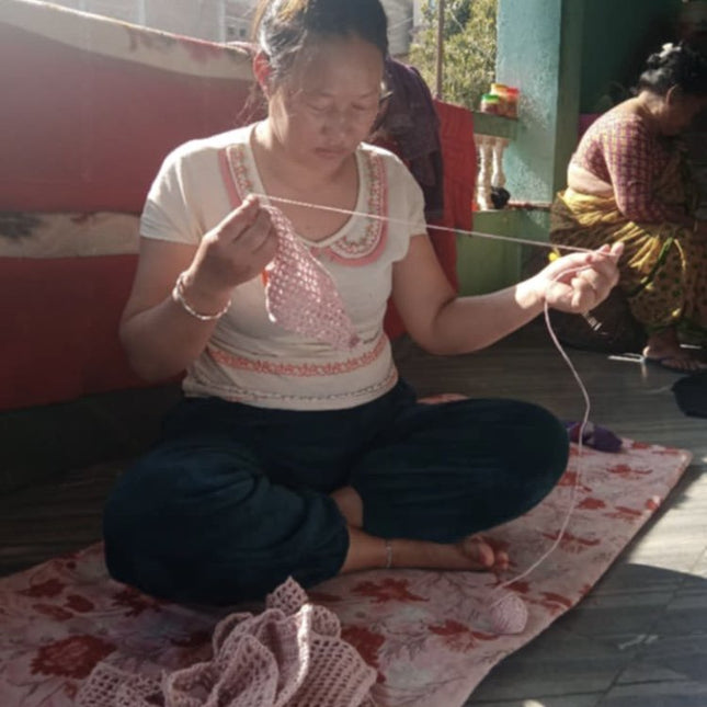 Luna -Leena Bag Kids - Light Pink - Organic Cotton - Hand Haak in Nepal