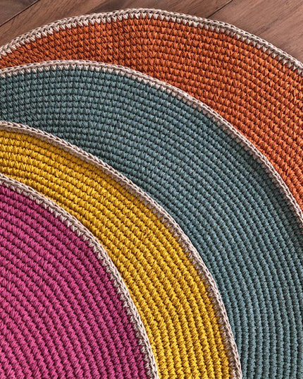Runder Luna-Leena-Teppich aus rosa Baumwolle, 80 cm Durchmesser, handgehäkelt in Nepal