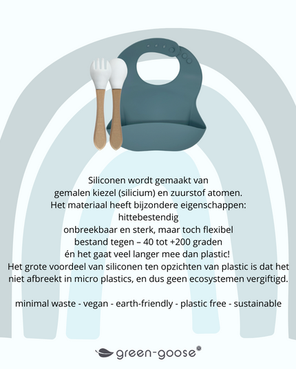 Green Goose Silikon-Lätzchen und Bambus-Besteck – Petrol