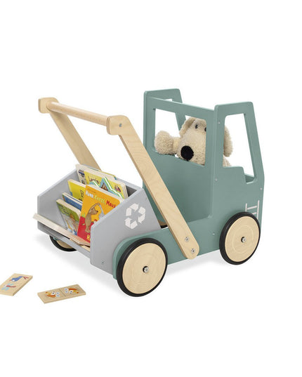 Leren loopwagen 'Kipplaster Fred', groen