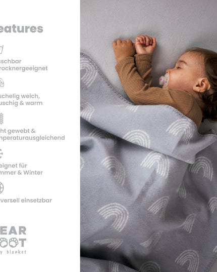 Organic cotton baby blanket, Made in Germany, rainbow - gray