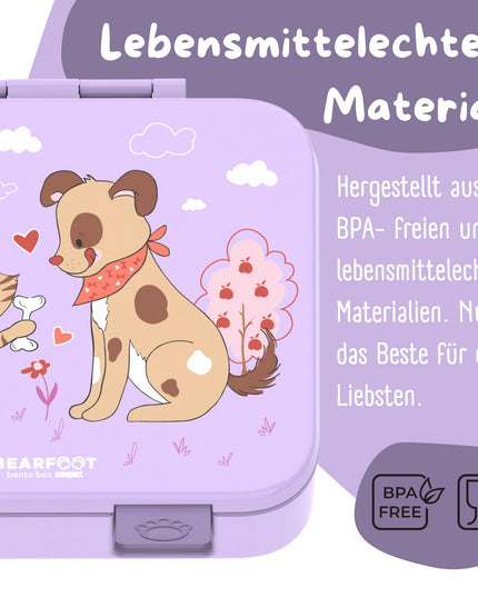 Brotdose mit Themen, auslaufsicher - Hund &amp; Katze Lila