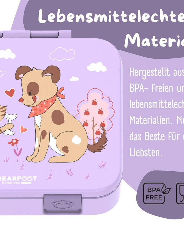 Brotdose mit Themen, auslaufsicher - Hund &amp; Katze Lila