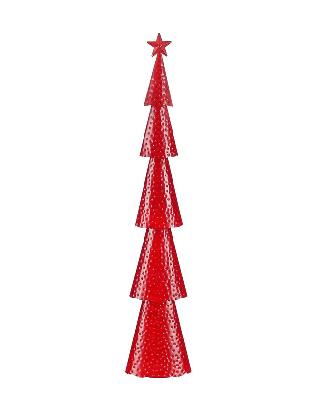 Decoratie Kerstboom - L18 x B9 x H91 cm - IJzer - Rood
