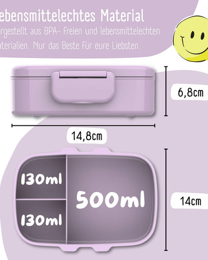 Children's lunch box with compartments, leak-proof - BubbleTea, purple