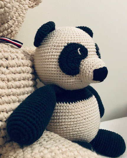 Luna-Leena panda beer knuffel zwart & wit - biologisch katoen - handgehaakt in Nepal