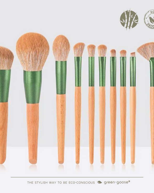 green-goose Make-Up Kwasten - 10 Stuks - in Suede Hoes