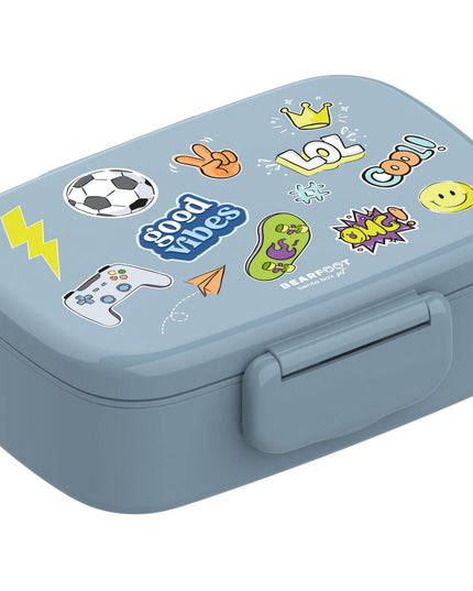 Kinder-Lunchbox mit Fächern, auslaufsicher – Aufkleber, blau