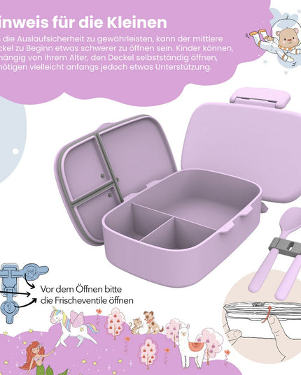 Children's lunch box with compartments, lightweight and leak-proof - Purple