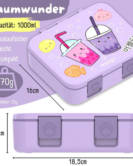 Blattdose mit Ventilatoren, Licht und auslaufsicherem Bubble Tea lila