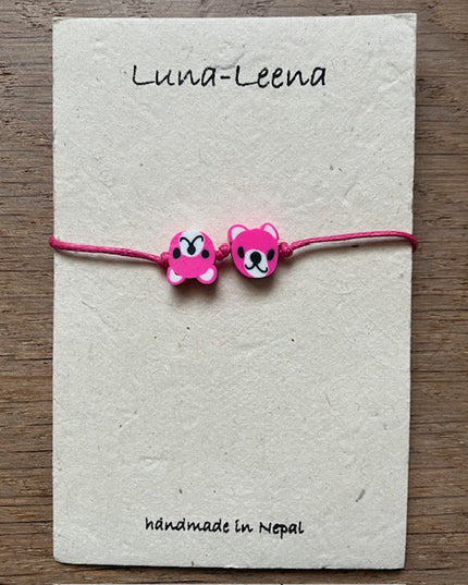 Luna-Leena kinderarmband beer roze - handgemaakt in Nepal