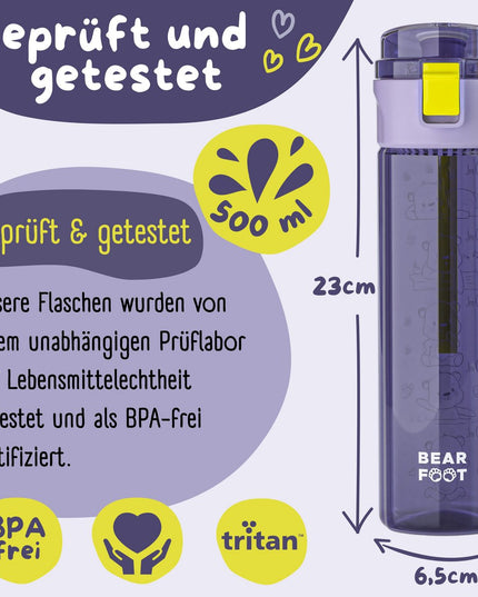 Children's drinking bottle, 500ml, light - water bottle - purple logo