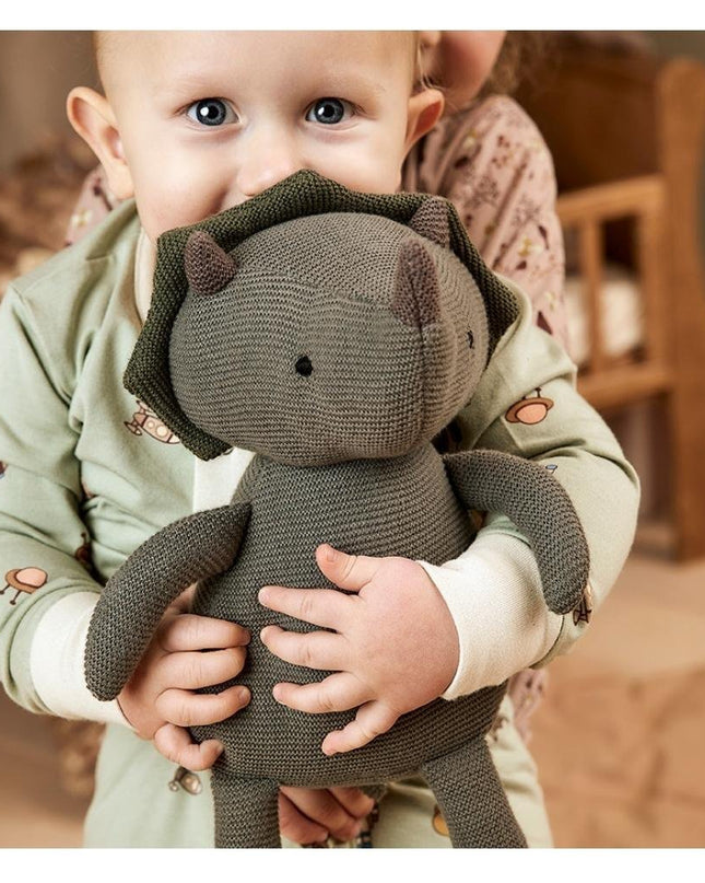 Gabi gebreide teddybeer knuffel - Dino-Warm groen