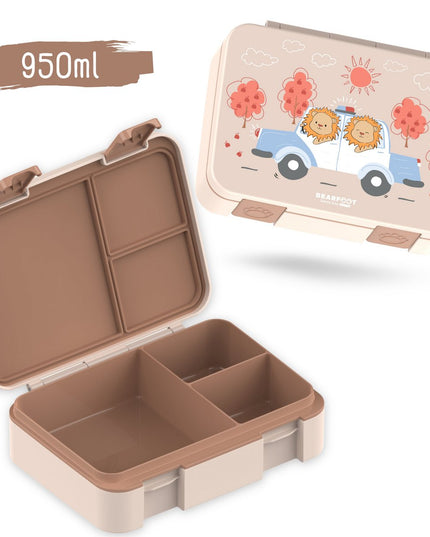 Lunchbox Bento compact met compartimenten, licht en lek-proof - politie bruin - 650ml