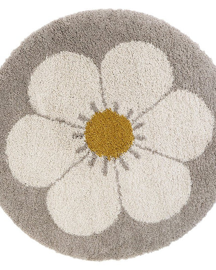 Bohemian Daisy beige rond kindervloerkleed