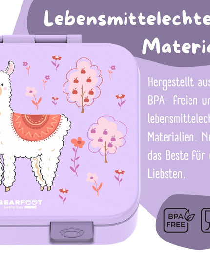 Nachhaltige Bento-Lunchbox COMPACT – mit Fächern, auslaufsicher, BPA-frei – Lama Lila