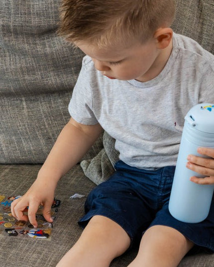 IZY Kids Thermos bidon- Blue Pirates - 350ML To-Go Insulated Water Bottles