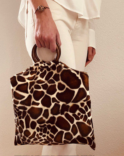 Luna-Leena tas luipaardprint bruin - nepbont - handgemaakt in Nepal