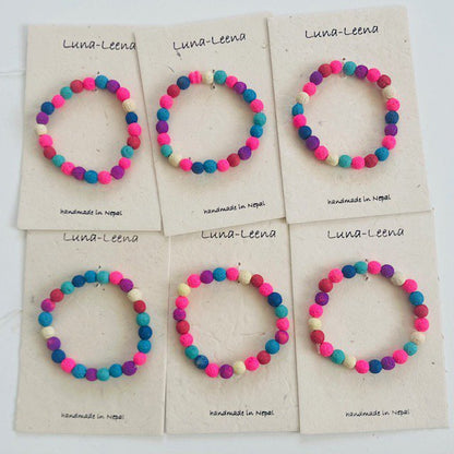 Luna -Leena kinderarmbandkleuren - lava kralen - handgemaakt in Nepal