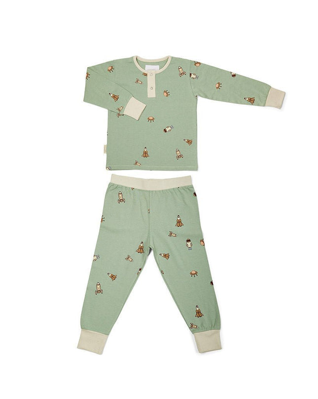 Sara nachtkleding-Lichtgroen - Space- jongens - pyjama