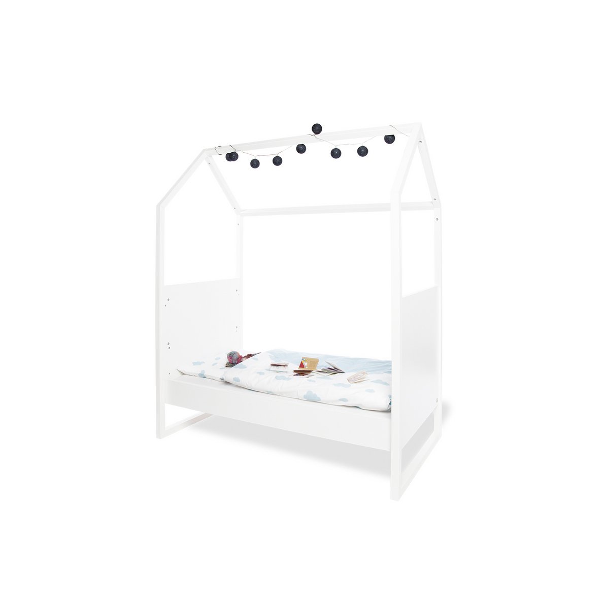 Startset 'Hilda & Riva' extra breed, wit, incl. wandplank4 delen: huisbed, extra brede commode, 2-deurs kledingkast, wandplank