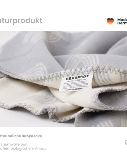 Organic cotton baby blanket, Made in Germany, rainbow - gray