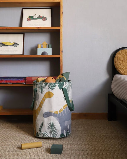 Sensaku – OEKO-TEX Katoenen Kinderopbergmand met Dinosaurus (Ø 30 × H 40 cm)