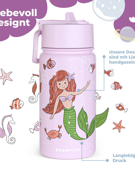 Thermo children's drinking bottle stainless steel - water bottle - thermo - Mermaid purple
