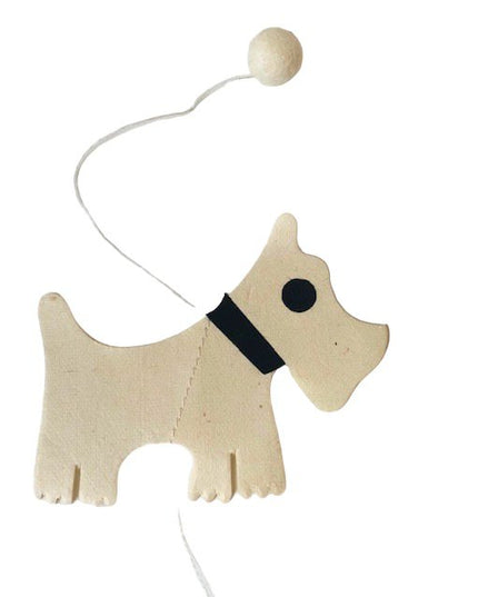 Luna-Leena slinger hond ecopapier gebroken wit wanddecoratie - L1,82cm - handgemaakt in Nepall