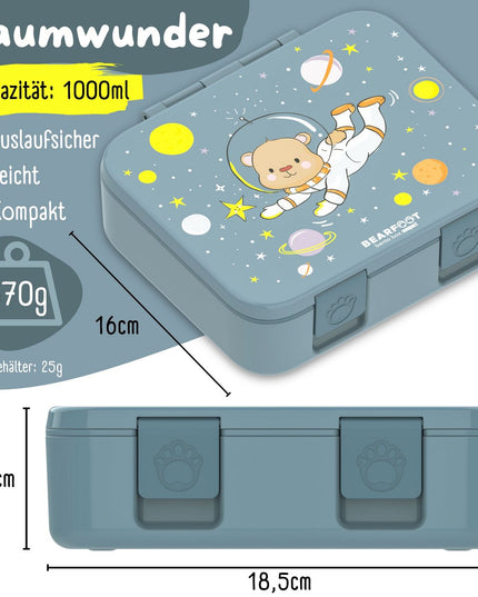 Sustainable Bento Lunch Box - with compartments, leak-proof, BPA-free - bear blue