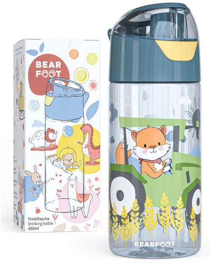 Children's water bottle, lightweight water bottle - tractor fox