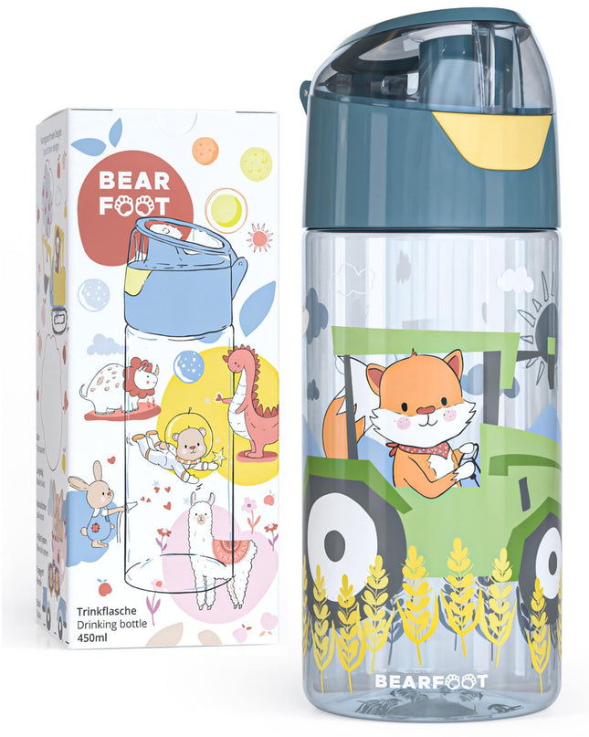 Children's water bottle, lightweight water bottle - tractor fox