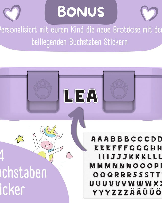 Blattförmiger Behälter mit Fächern, leicht und auslaufsicher – Einhornlila