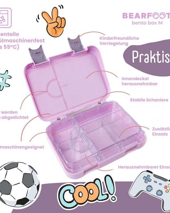 Kinder-Lunchbox mit Fächern, Lunchbox, Bento-Box – lila