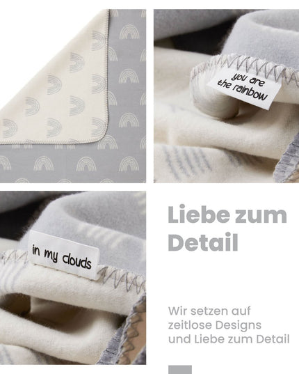 Organic cotton baby blanket, Made in Germany, rainbow - gray