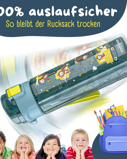 Children's drinking bottle, 500ml, light - water bottle - Excavator blue