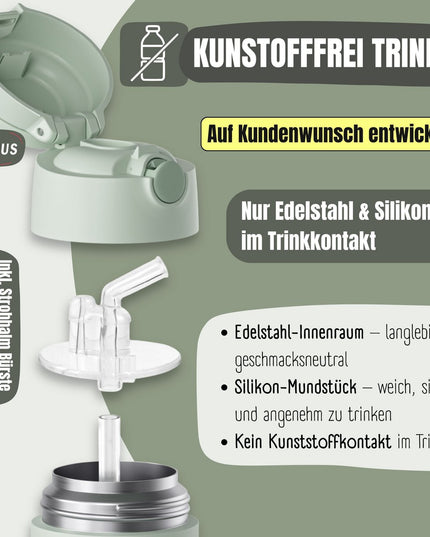 Thermo kinderdrinkfles bidon RVS - hertgroen