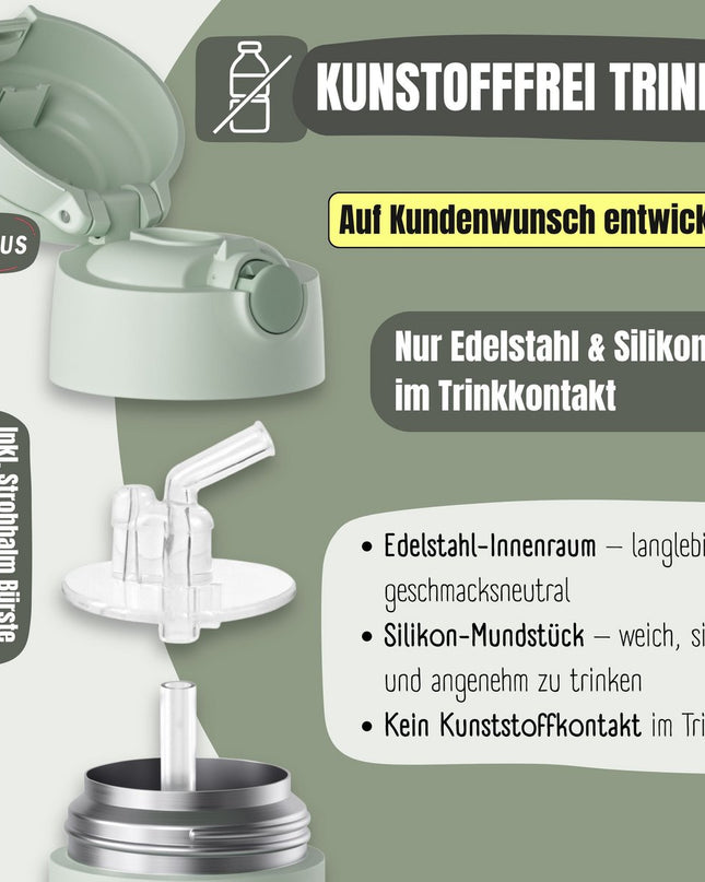 Thermo kinderdrinkfles bidon RVS - hertgroen