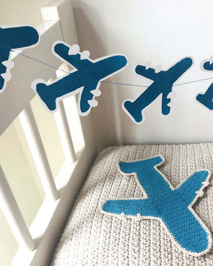 Luna-Leena airplane flat cuddle cloth with sound - blue - organic cotton handmade in Nepal