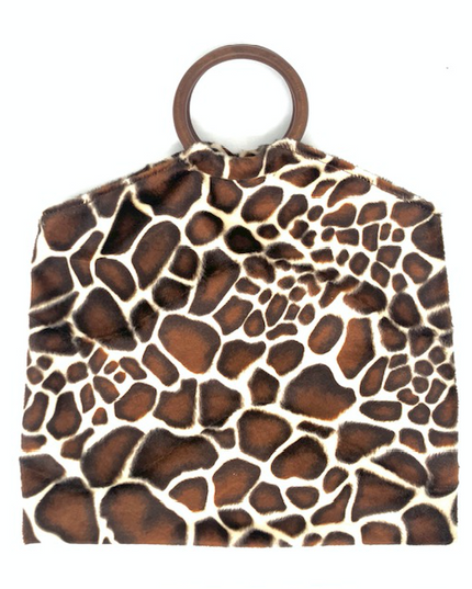 Luna-Leena tas luipaardprint bruin - nepbont - handgemaakt in Nepal