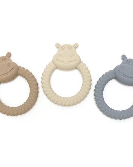 HIPPO | Soft Silicone Teething Toy | Steel | Bijtring