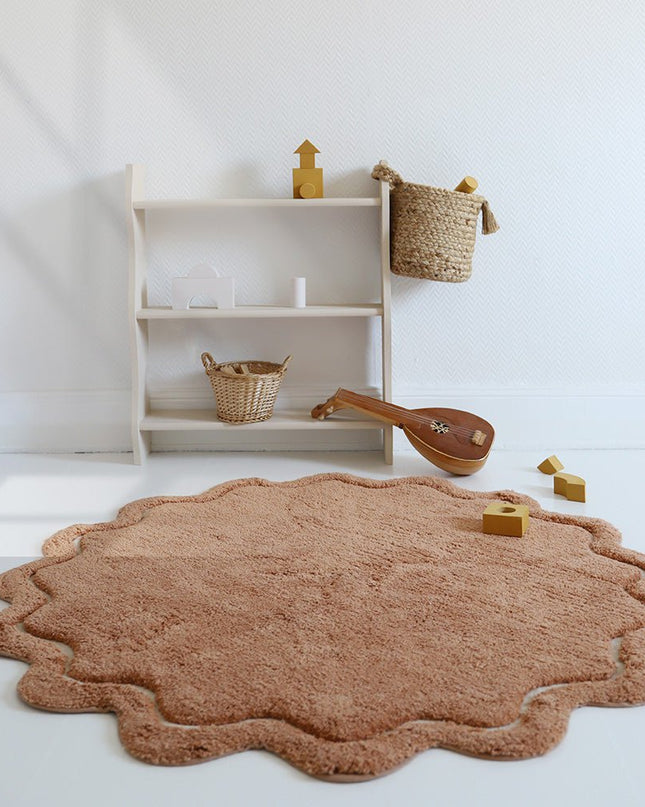 SWEET APRIL TOFFEE – Rond Wasbaar Katoenen Kindertapijt vloerkleed